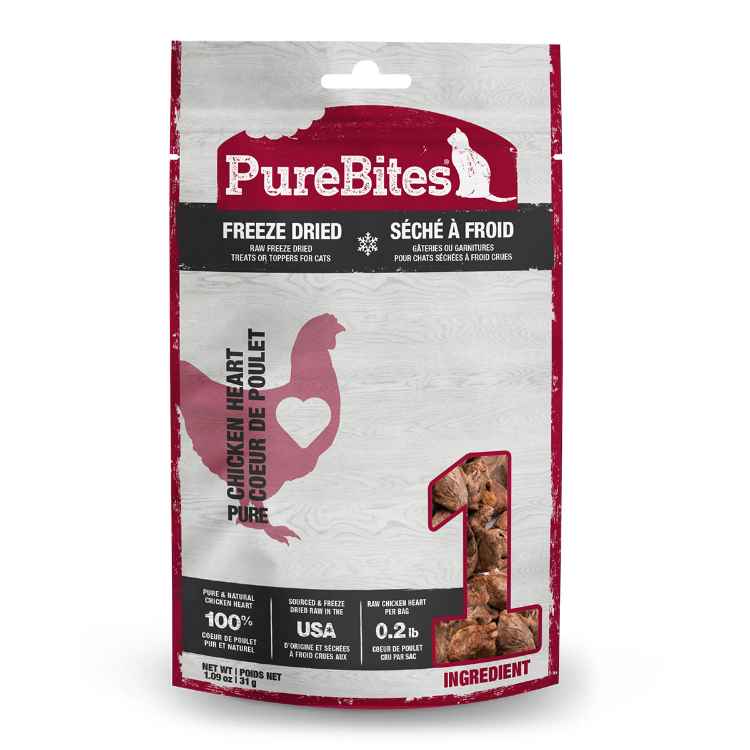 Picture of TREAT PUREBITES FELINE FREEZE DRIED CHICKEN HEART - 1.09oz/31g