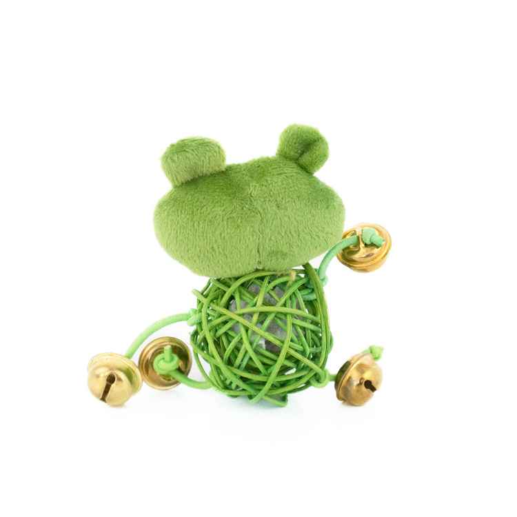 Picture of TOY CAT SILVER PAW ECO RATTAN BALL & BELLS - Frog