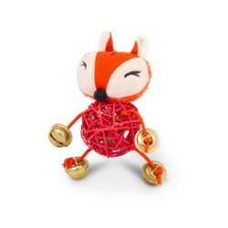 Picture of TOY CAT SILVER PAW ECO RATTAN BALL & BELLS - Fox