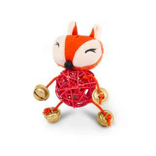 Picture of TOY CAT SILVER PAW ECO RATTAN BALL & BELLS - Fox