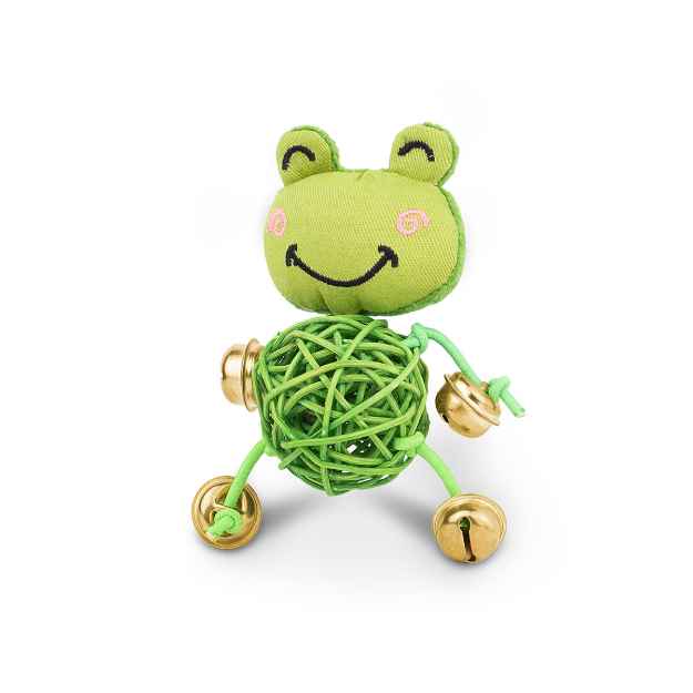 Picture of TOY CAT SILVER PAW ECO RATTAN BALL & BELLS - Frog