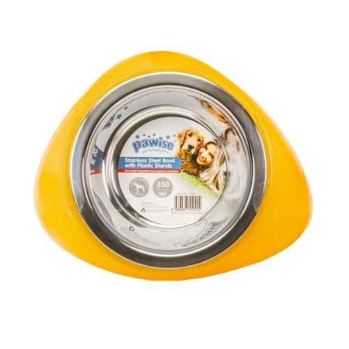Picture of BOWL PAWISE STAINLESS STEEL W/ PLASTIC STAND Orange - 350mL