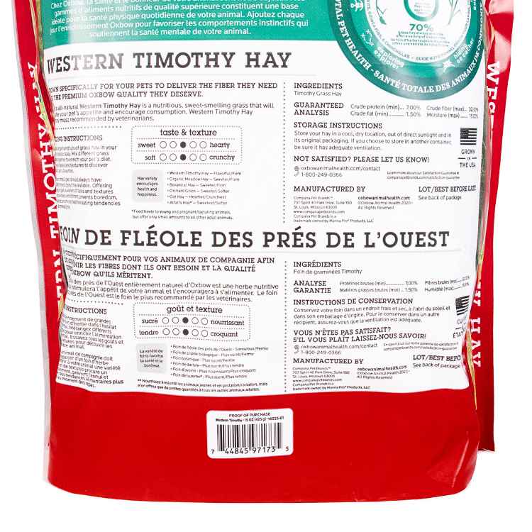 Picture of OXBOW WESTERN TIMOTHY HAY - 425g/15oz