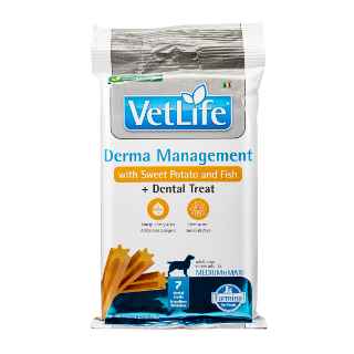 Picture of TREAT CANINE VETLIFE Derma Management + Dental Sweet Potato & Fish Med/Maxi - 100g