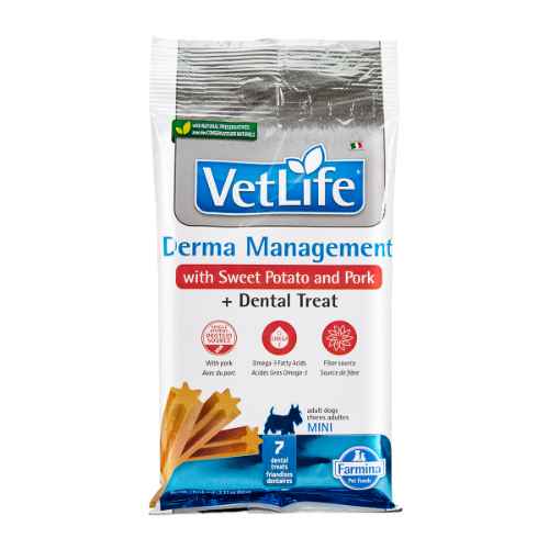 Picture of TREAT CANINE VETLIFE Derma Management + Dental Sweet Potato & Pork Mini - 60g(short dated)