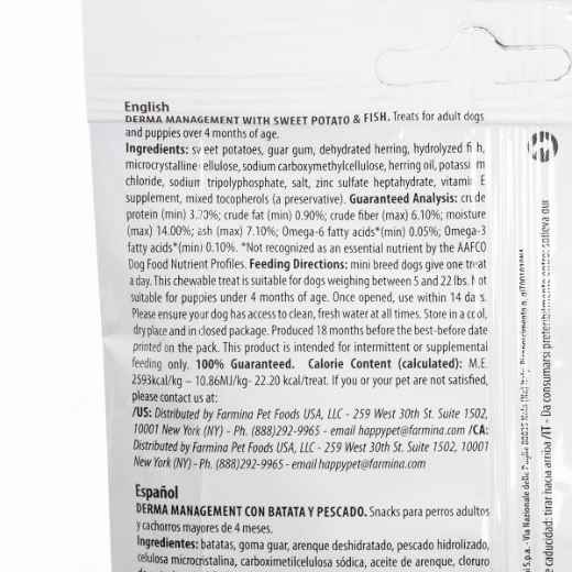 Picture of TREAT CANINE VETLIFE Derma Management + Dental Sweet Potato & Fish Mini - 60g