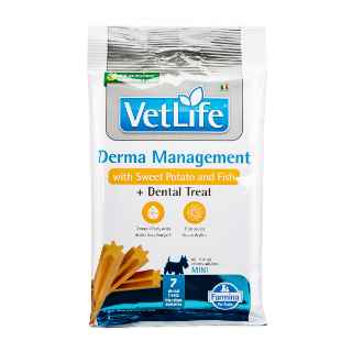 Picture of TREAT CANINE VETLIFE Derma Management + Dental Sweet Potato & Fish Mini - 60g