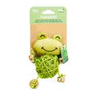 Picture of TOY CAT SILVER PAW ECO RATTAN BALL & BELLS - Frog