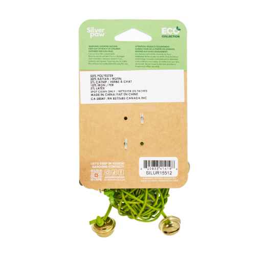 Picture of TOY CAT SILVER PAW ECO RATTAN BALL & BELLS - Frog