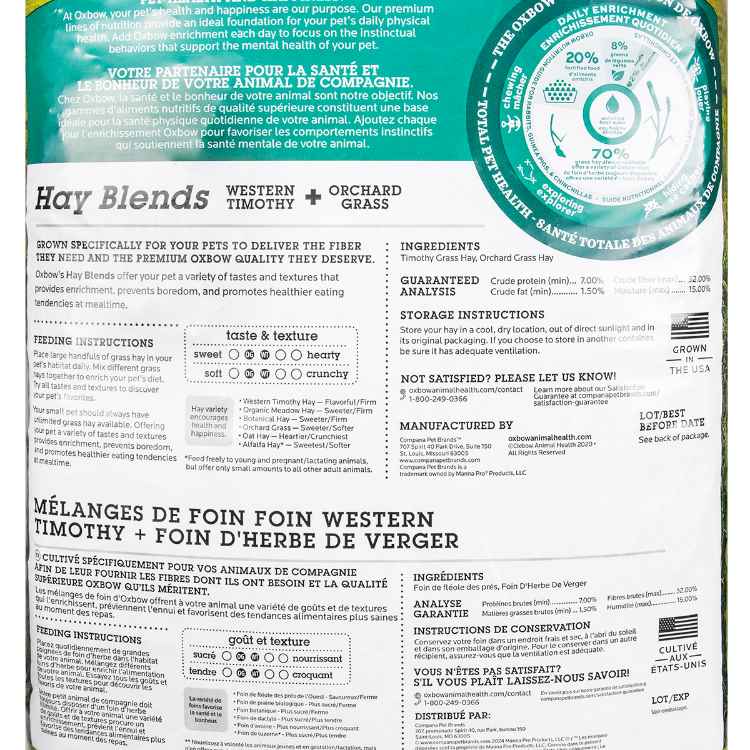 Picture of OXBOW HAY BLENDS WESTERN TIMOTHY+ ORCHARD GRASS- 90oz/2.55kg