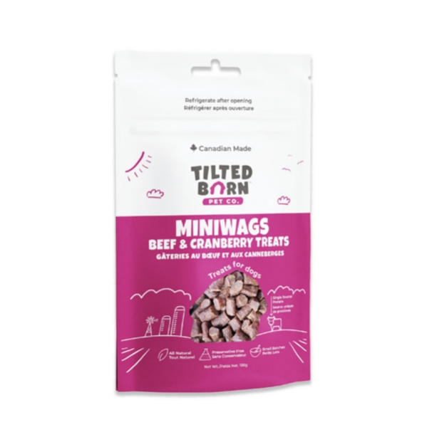 Picture of TREAT CANINE TILTED BARN Beef and Cranberry Miniwags - 100g