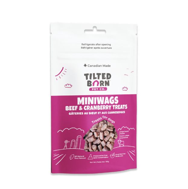 Picture of TREAT CANINE TILTED BARN Beef and Cranberry Miniwags - 100g