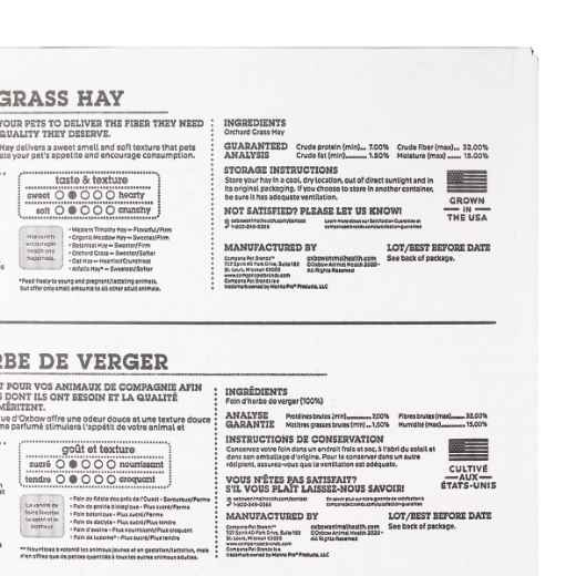 Picture of OXBOW ORCHARD GRASS HAY - 9lb/4.10 kg