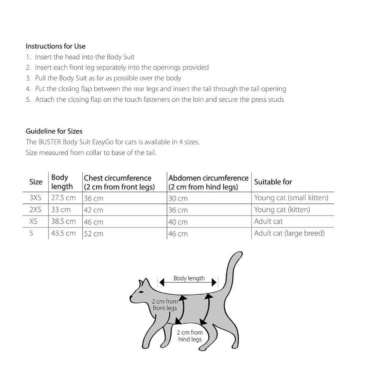 Picture of BUSTER FELINE EASY GO BODY SUIT 33cm body length (273961) - XX Small