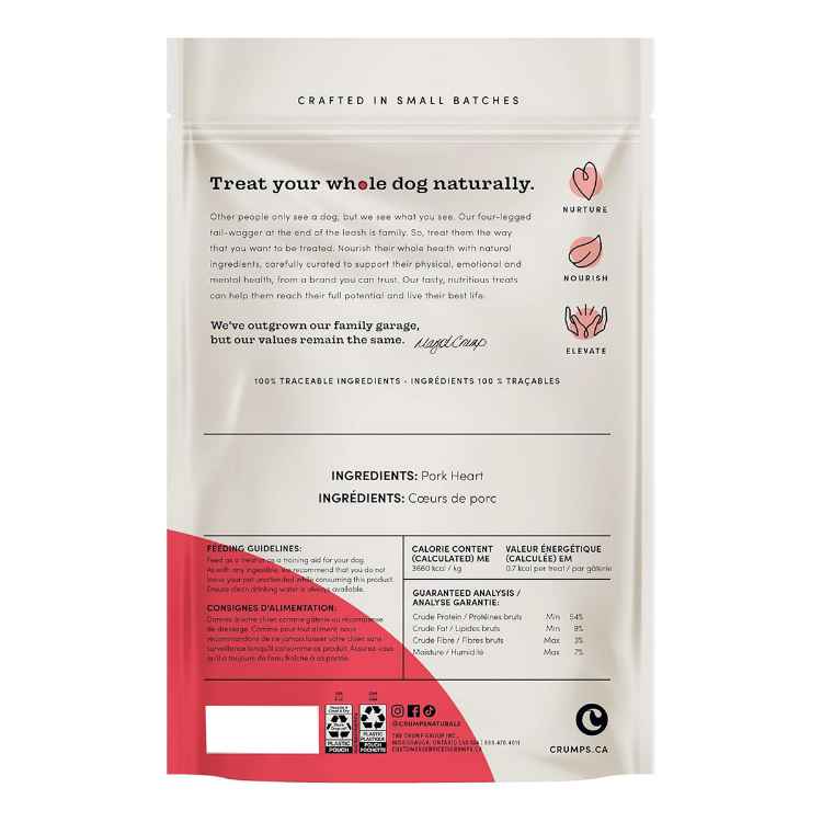 Picture of CRUMPS NATURALS DOG MINI TRAINERS FREEZE DRIED PORK HEARTS - 115g