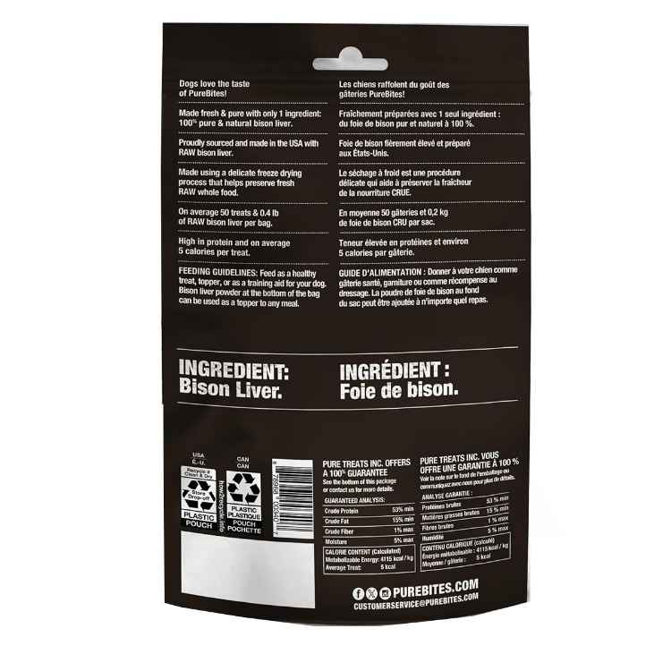 Picture of TREAT WILD PUREBITES CANINE BISON LIVER - 2.1oz/60g