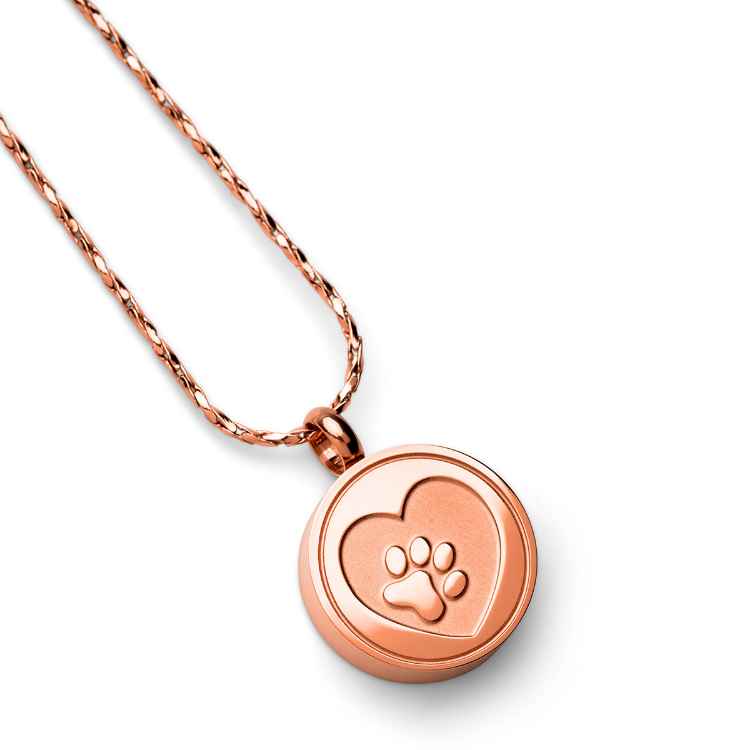 Picture of CREMATION JEWELRY PAWS on YOUR HEART PENDANT - Rose Gold