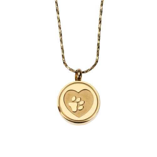 Picture of CREMATION JEWELRY PAWS on YOUR HEART PENDANT - Yellow Gold