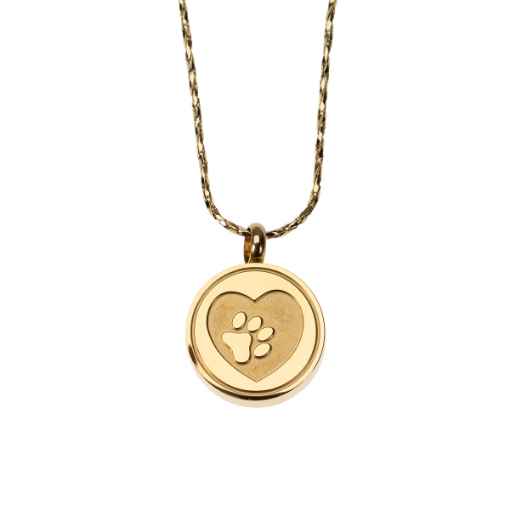 Picture of CREMATION JEWELRY PAWS on YOUR HEART PENDANT - Yellow Gold