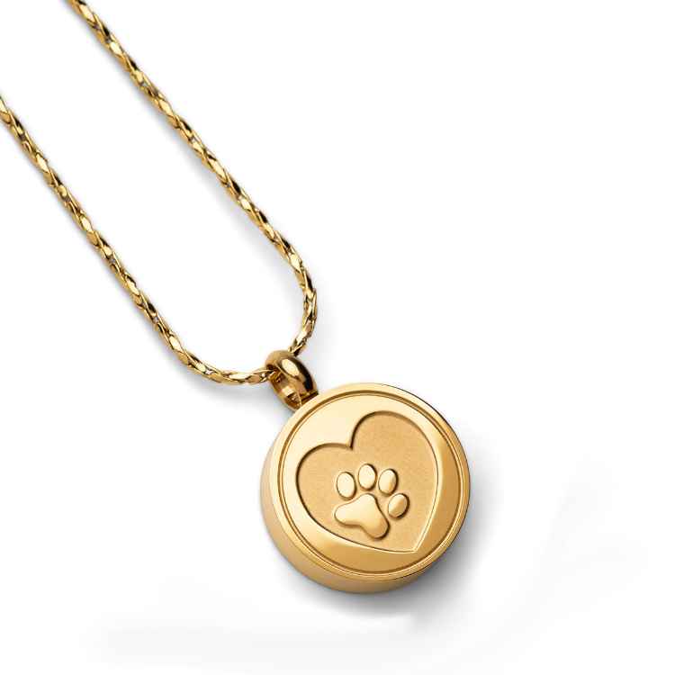Picture of CREMATION JEWELRY PAWS on YOUR HEART PENDANT - Yellow Gold