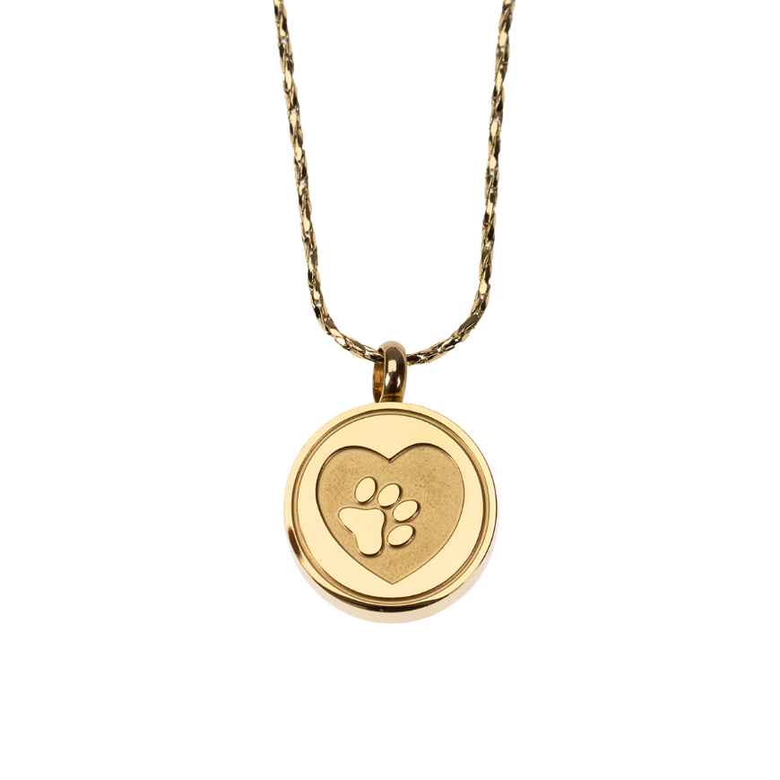 Picture of CREMATION JEWELRY PAWS on YOUR HEART PENDANT - Yellow Gold