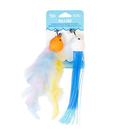 Picture of TOY CAT SILVER PAW SILLIEZ FEATHER FISH REFILL - 2/pk