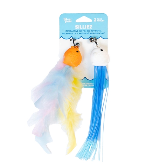 Picture of TOY CAT SILVER PAW SILLIEZ FEATHER FISH REFILL - 2/pk