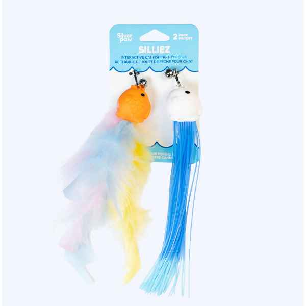 Picture of TOY CAT SILVER PAW SILLIEZ FEATHER FISH REFILL - 2/pk