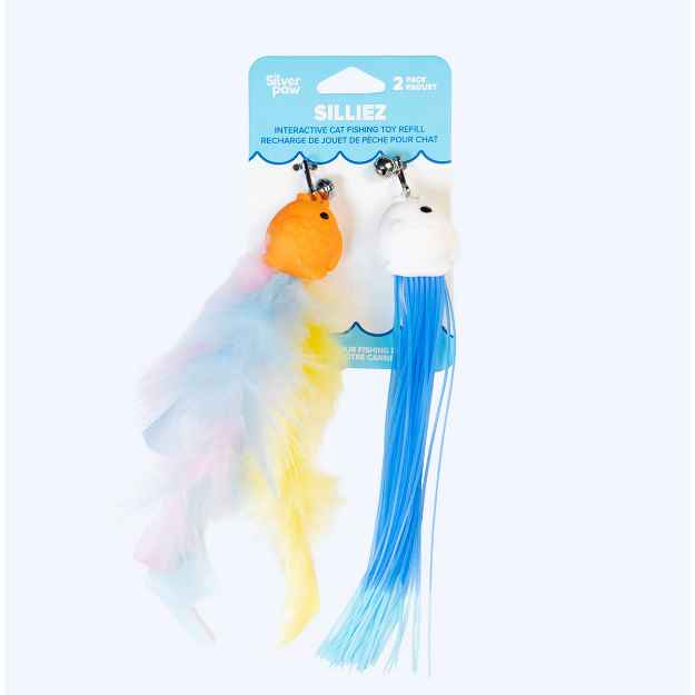 Picture of TOY CAT SILVER PAW SILLIEZ FEATHER FISH REFILL - 2/pk