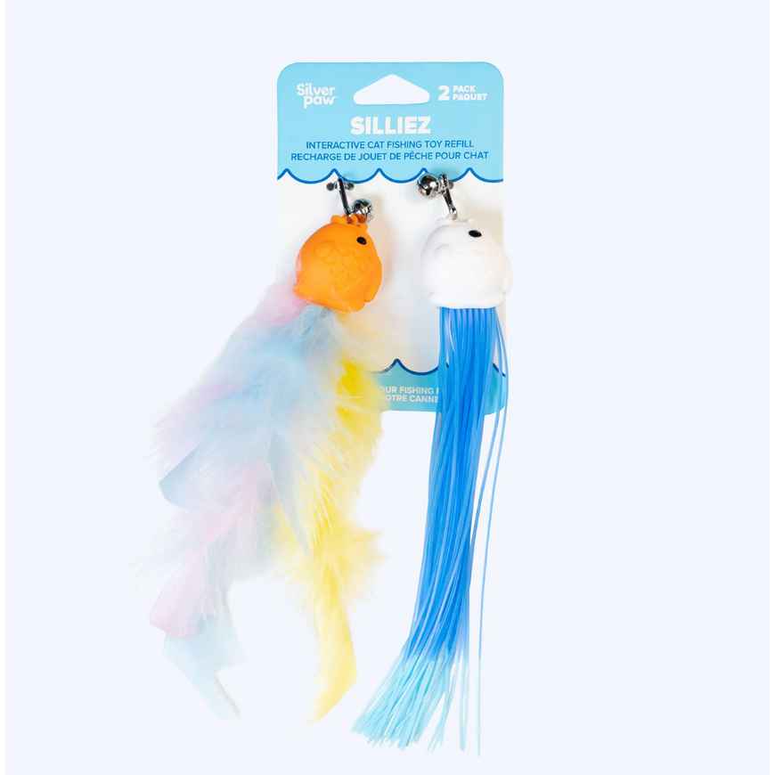 Picture of TOY CAT SILVER PAW SILLIEZ FEATHER FISH REFILL - 2/pk