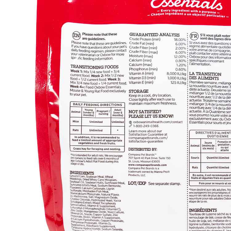 Picture of OXBOW ESSENTIALS MOUSE & YOUNG RAT FOOD - 1.13kg/2.5lb