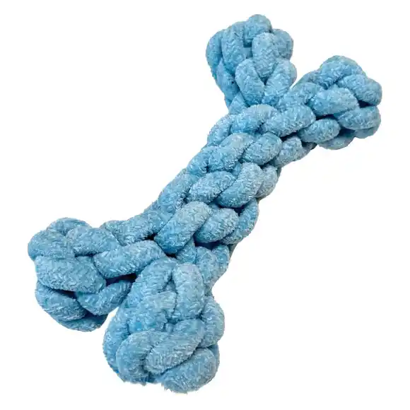 Picture of TOY DOG VELVET KNOTTED ROPE Bone Blue - 8in