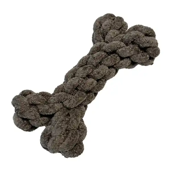 Picture of TOY DOG VELVET KNOTTED ROPE Bone Brown - 8in