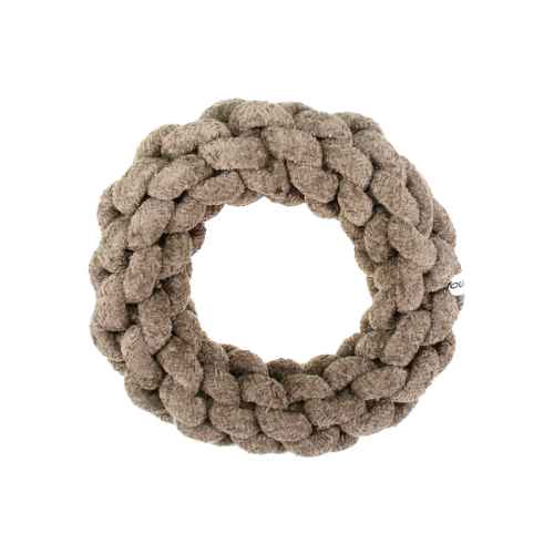 Picture of TOY DOG VELVET KNOTTED ROPE Ring Brown - 7.5in