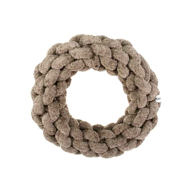 Picture of TOY DOG VELVET KNOTTED ROPE Ring Brown - 7.5in