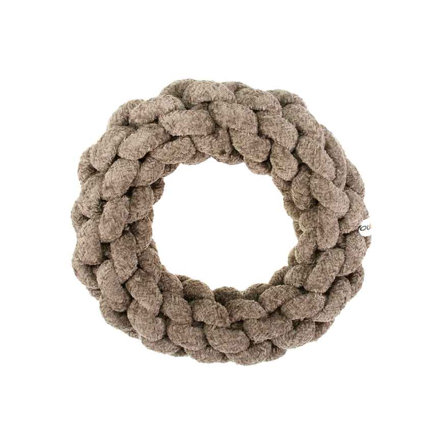 Picture of TOY DOG VELVET KNOTTED ROPE Ring Brown - 7.5in