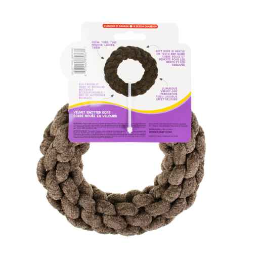 Picture of TOY DOG VELVET KNOTTED ROPE Ring Brown - 7.5in