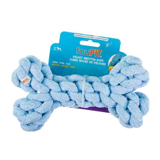 Picture of TOY DOG VELVET KNOTTED ROPE Bone Blue - 8in