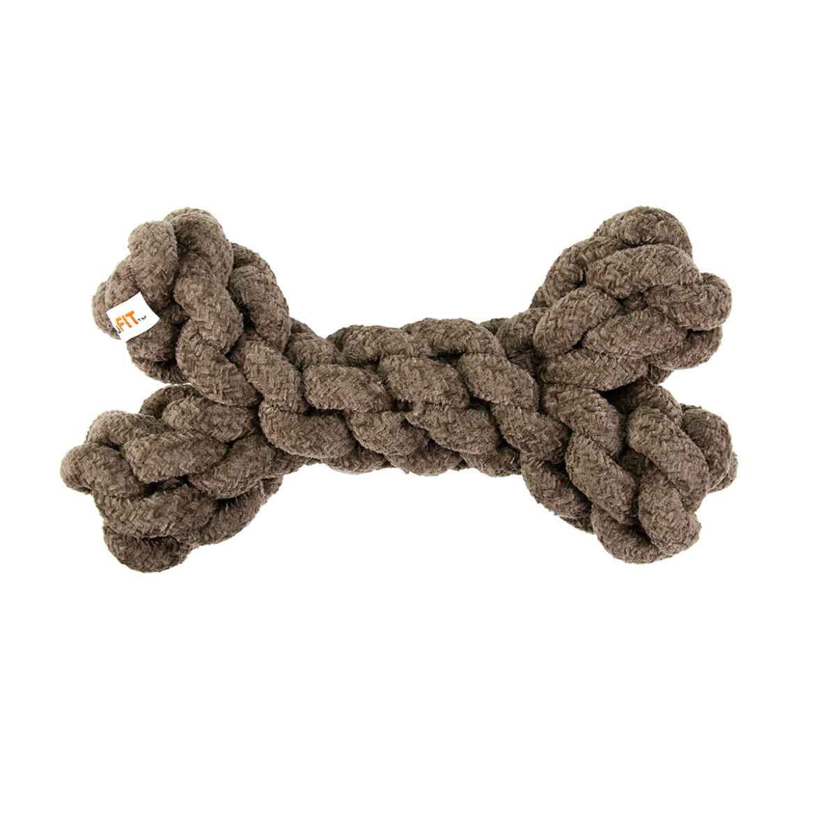 Picture of TOY DOG VELVET KNOTTED ROPE Bone Brown - 8in