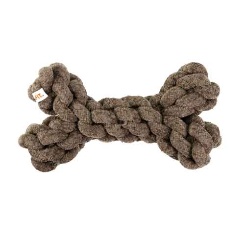 Picture of TOY DOG VELVET KNOTTED ROPE Bone Brown - 8in