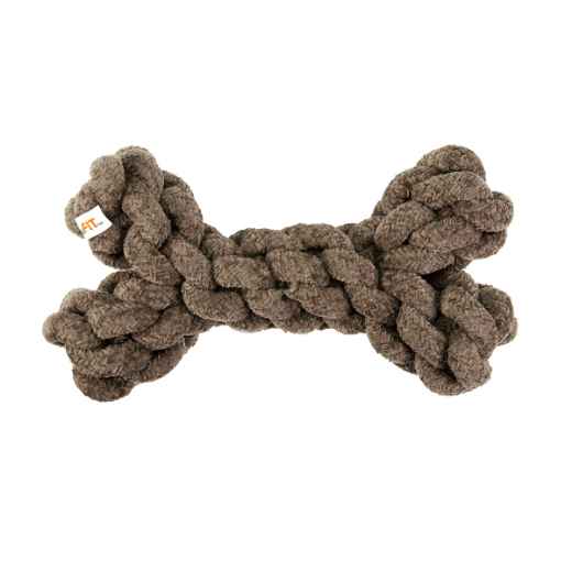 Picture of TOY DOG VELVET KNOTTED ROPE Bone Brown - 8in