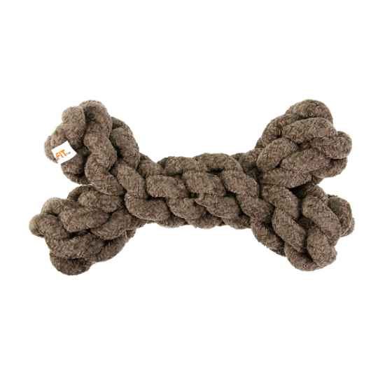 Picture of TOY DOG VELVET KNOTTED ROPE Bone Brown - 8in