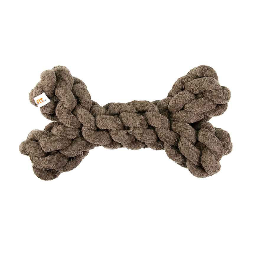 Picture of TOY DOG VELVET KNOTTED ROPE Bone Brown - 8in