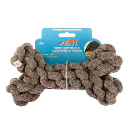 Picture of TOY DOG VELVET KNOTTED ROPE Bone Brown - 8in