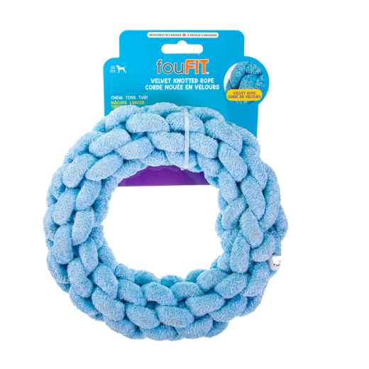 Picture of TOY DOG VELVET KNOTTED ROPE Ring Blue - 7.5in