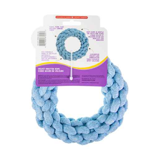 Picture of TOY DOG VELVET KNOTTED ROPE Ring Blue - 7.5in