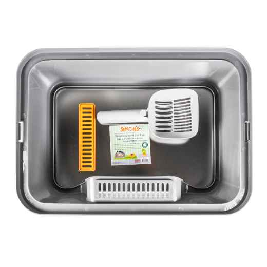Picture of CAT LITTER BOX STEEL Simons with RIM & SCOOP - 50 x 35 x 22cm