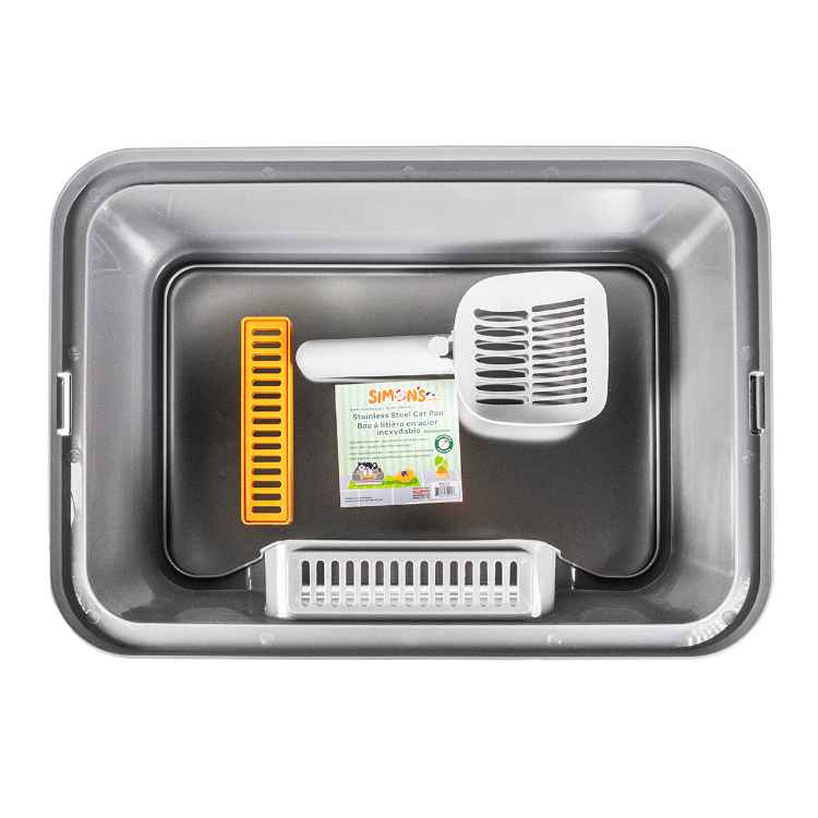 Picture of CAT LITTER BOX STEEL Simons with RIM & SCOOP - 50 x 35 x 22cm