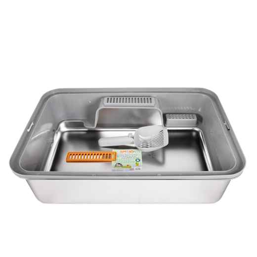 Picture of CAT LITTER BOX STEEL Simons with RIM & SCOOP - 60 x 40 x 27cm