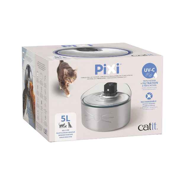 Picture of CATIT PIXI FOUNTAIN CORDLESS UV-C STAINLESS STEEL 5 Litre